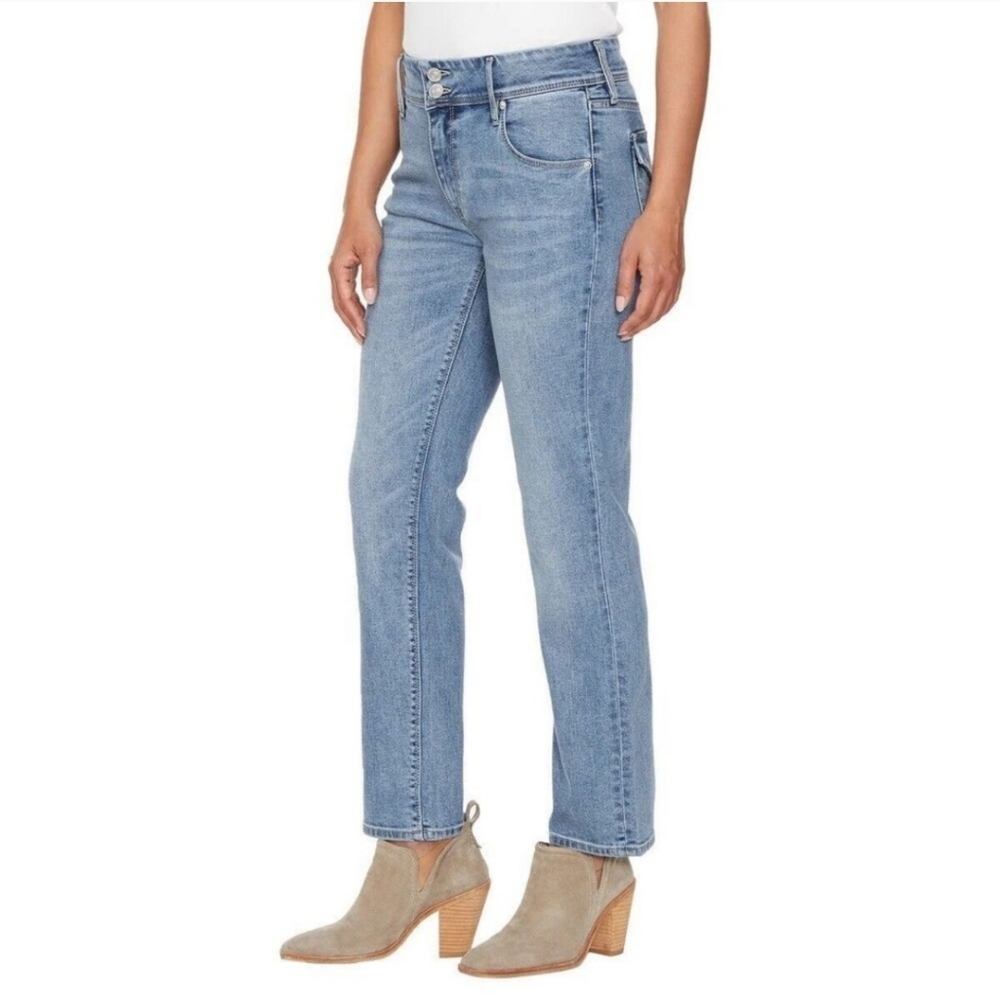Women' HUDSON Midrise Straight Stretch Jeans Flap Pocket Icy Blue Size 10/30 NWT